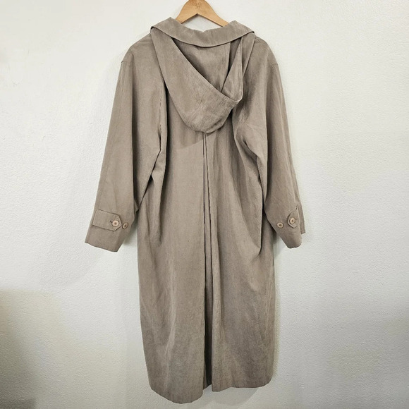 LONDON FOG Suede Coat with Hood Tan Size 12 Petite - Picture 2 of 8